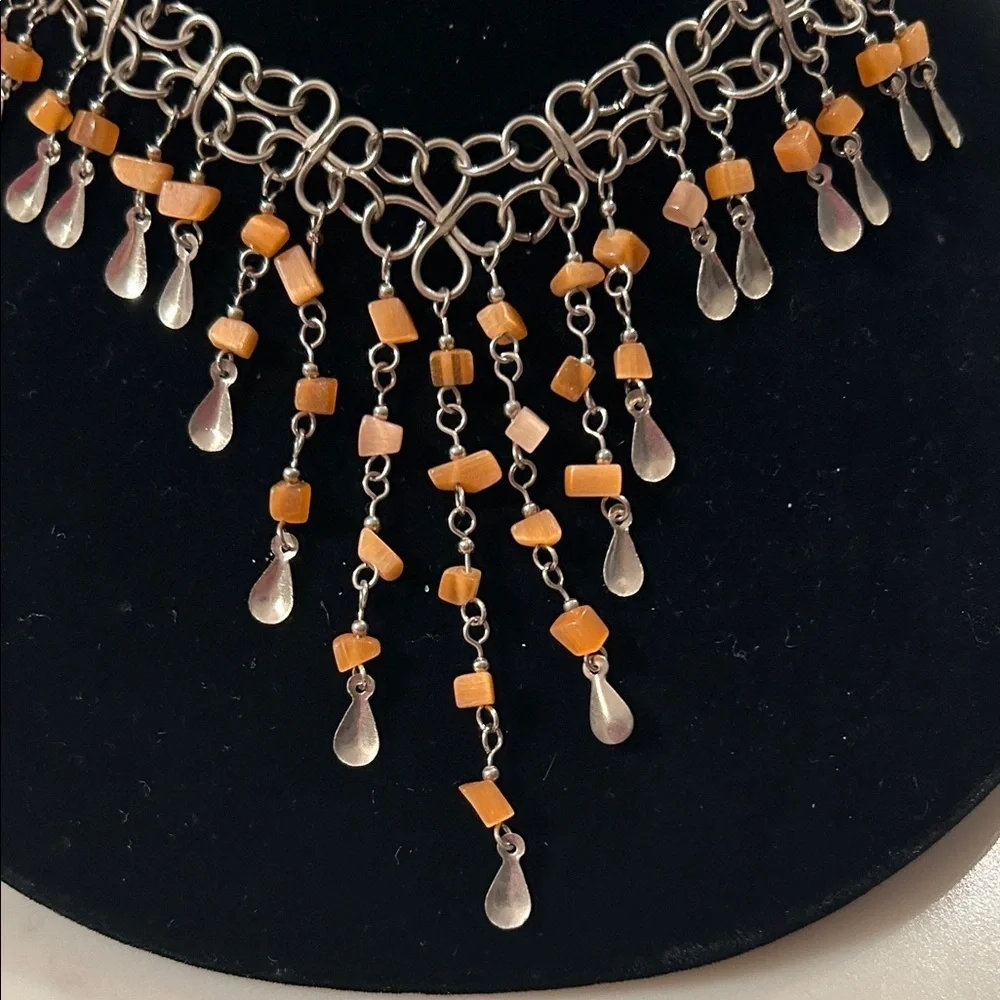 Elegant Silver and Gold Chandelier Necklace